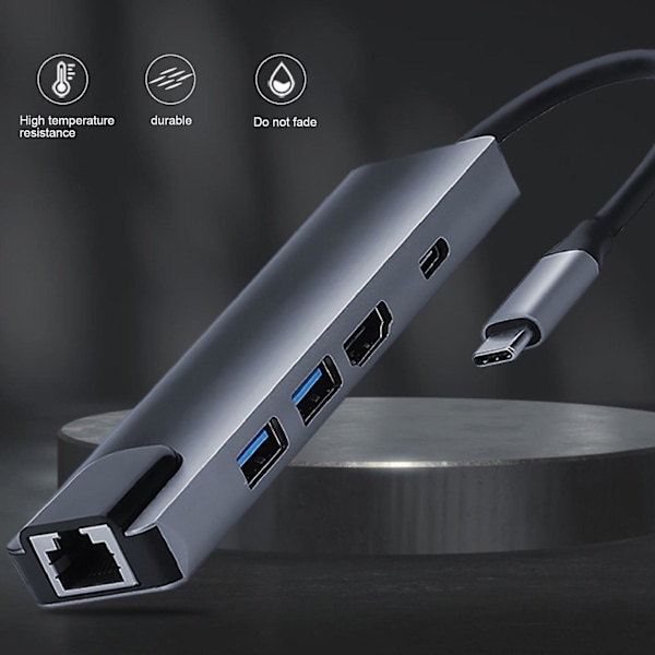 5-i-1 Type-C til USB3.0 PD Dokkingsstasjon Hub Dock Adapter Konverter