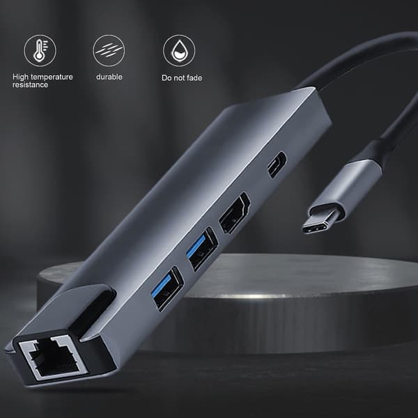 5-i-1 Type-C till USB3.0 PD Dockningsstation Hub Dock Adapter Konverterare