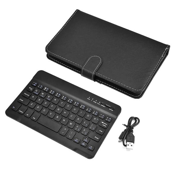 Bluetooth mini trådløst tastatur med pu læder taske til smartphone tablet 4,5 tommer - 6,8 tommer Rec
