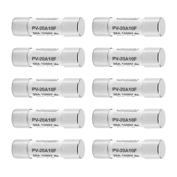 10 st 1000V Säkring Solcell PV Explosionssäker Säkring Silver - 20A