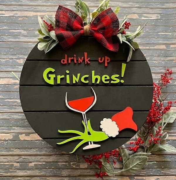 Jouluinen Grinch-ovikoriste