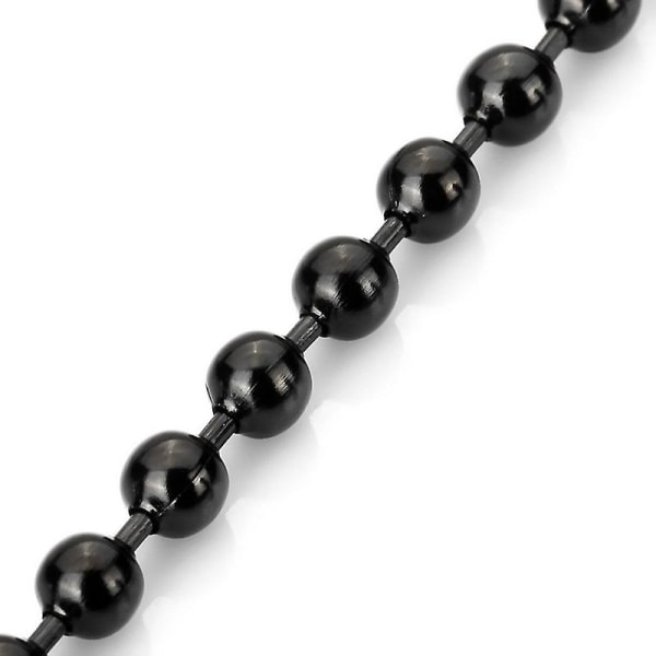5,0 mm Large Acier Inoxydable Collier Boule Perle Noir, Longueur 73 cm