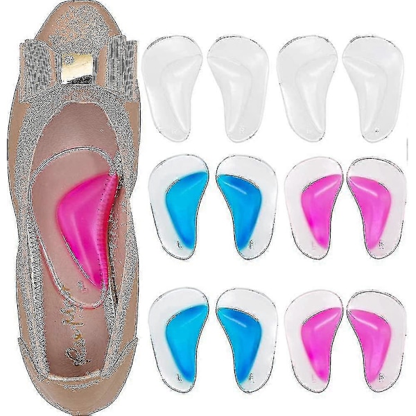 Gel Arch Support Pads Plantar Fasciitis Inläggssulor. 6 Par Självhäftande Höga Fotvalvsstöd