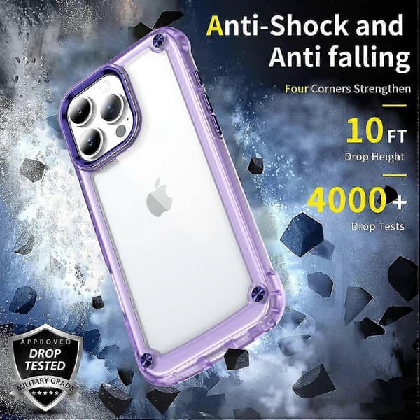 För iPhone 16 Pro Fodral Anti-fall TPU Ram Klart PC Bakstycke -