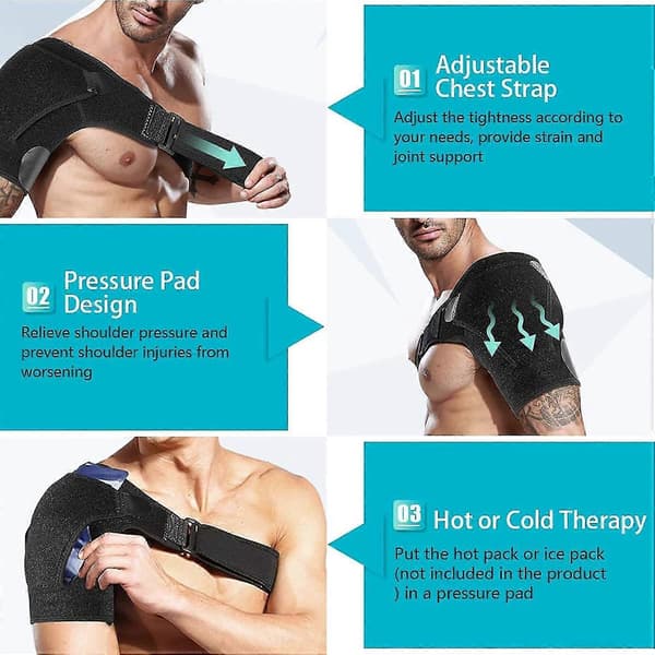 Skulderstøtte Stropper Til Rotator Cuff Rivninger, Tendinitis, Dislokationer, AC Led, Bursitis, Labrumskader, Smerter grey L