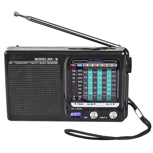 Am/fm/sw kannettava radio sisä-, ulkokäyttöön ja hätäkäyttöön kaiuttimella ja kuulokkeilla
