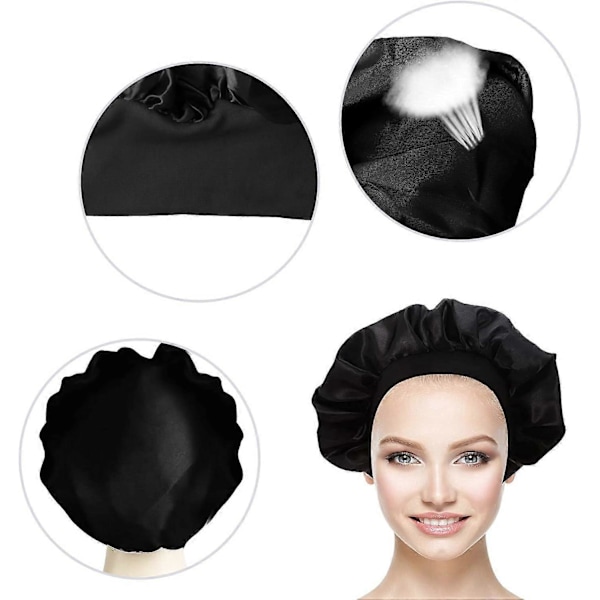 3 Stycken Satin Bonnet Sovmössa, Sidenmössa med Brett Band, Satin Sidenmössa