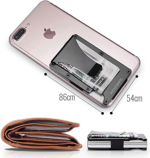 Kredittkortetui med pengklips, Mini aluminium kortholder, RFID NFC beskyttelse