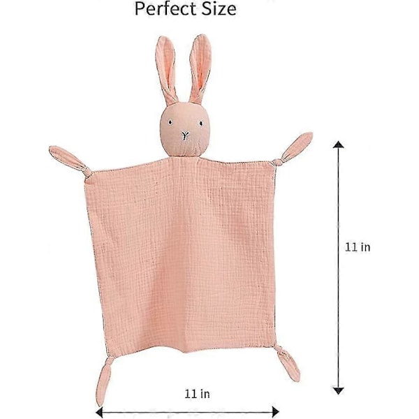 Kanin Kæle Klud Blød Åndbar Lovie Beroligende Håndklæde Til Nyfødte Og Spædbørn, 2 Stk Sæt (khaki&pink)