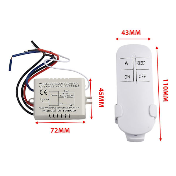 1PCS 1CH ON/OFF 220V Kaukosäädin Valo Langaton Seinäkaukosäädin Vastaanotin Älykäs Kytkin Sähkölaitteet Tarvikkeet