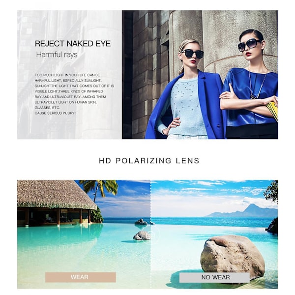 Polariserede Rammeløse Oversized Solbriller Dame Mode Gradient Solbriller