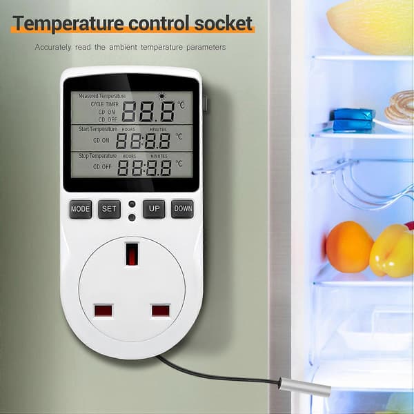 Digital Temperaturregulator Termostat Stikkontakt Stik Varme Køling Timer til Hjemmebrygning Gre