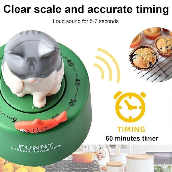 Kat Køkken Timer, Mekanisk Køkkenværktøj Timer, Kort Timer Kat Køkken Timer Kat Kat Ur Køkken Timer Orange Farve