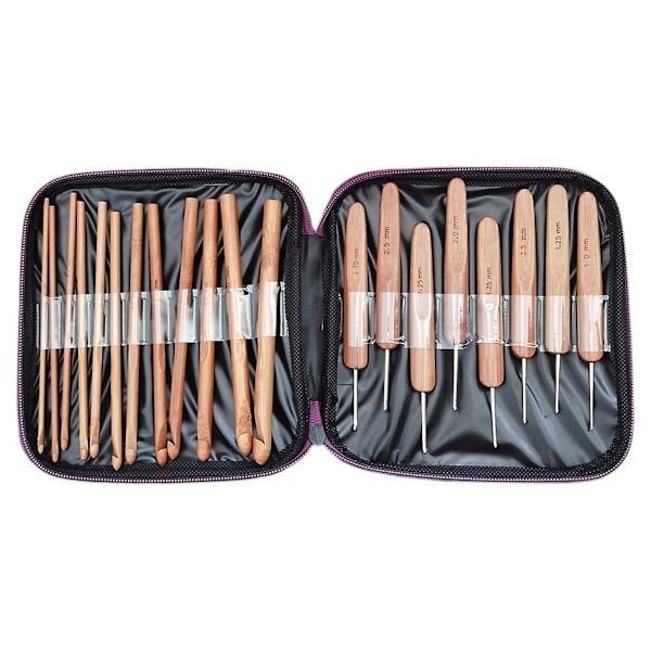 20 st Bambu Virknålar DIY Handvirkning Verktyg Karboniserat Bambuhandtag Virknål Set för Tröjor