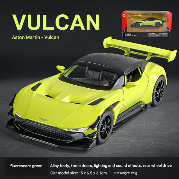 1:32 Asmartin Vulcan legeringsbilmodell simuleringsornament leketøybil Yellow