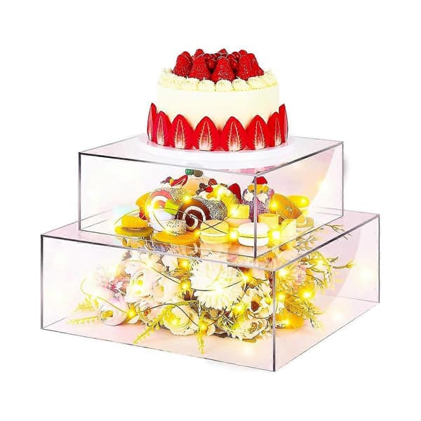 Akryl Cake Displaybräda Kvadratisk Cakebricka DIY Cake Återfyllningsbar Bräda Bas för Display Bröllop Del