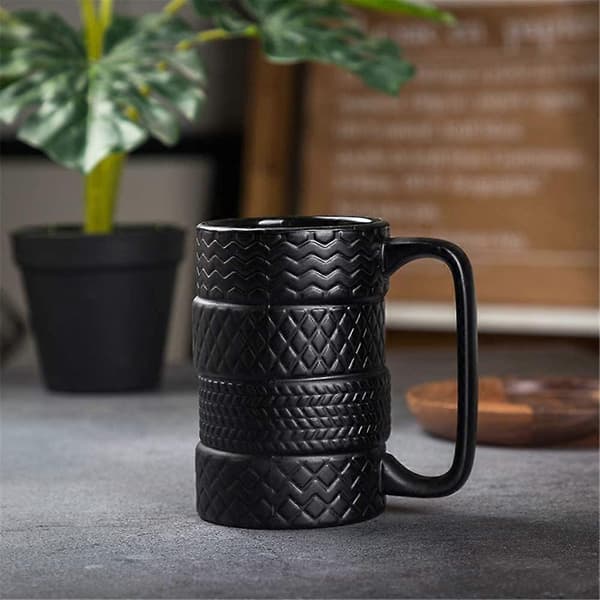 Dekkmugg Hjulmugg Kaffe Te Drikke Keramik Dekkmugg Morsom Gave Svart