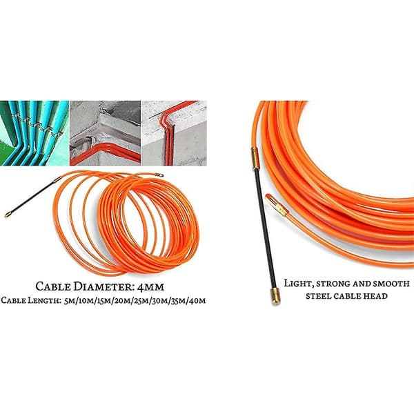 2 st 4 mm Orange Guide Device Nylon Elektrisk Kabel Push Pullers Duct Snake Rodder Fish Tape Wire, 5