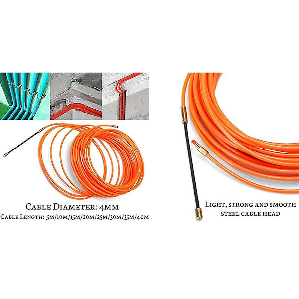 2 stk. 4mm Orange Guide Device Nylon Elektrisk Kabel Træktråd Trådtråd, 5