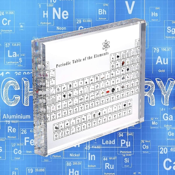 Akryl Periodisk Tabell Med Ekte Elementer, Kjemiske Elementer Display, Periodisk Tabell Over Elementer, Skoleundervisning, Bursdagsgave (rabatterte salg)