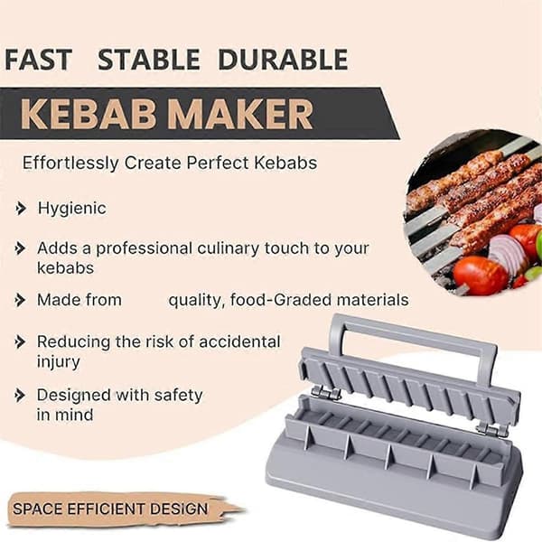 Stor Kebab Maker Presse, Plastik Kabab, Manuel Kabob Form, Kabob Maker Grillspyd Sort + Grå