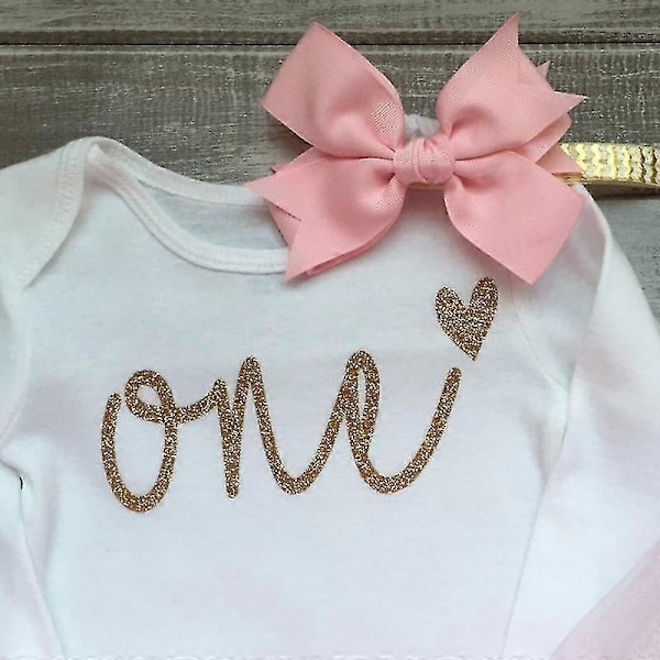 Baby Outfit Klänningar, Långärmad Sparkdräkt, tyllkjol & Pannband Set-XinHan