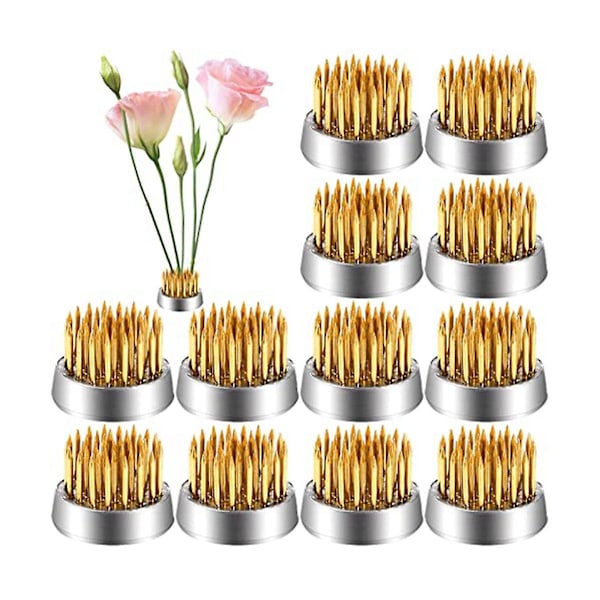 12-pack Blomstergrodor, Kenzans Runda Blomsterarrangemang Mini Blomstergrodor Stift, 0,9 Tum Blomma