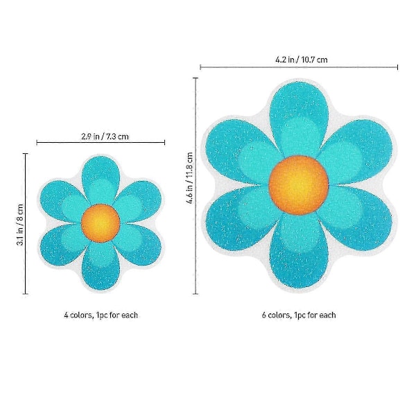 10 stk Anti-Skli Badekar Klistremerker Fargerike Blomster Selvklebende Anti-Skli Badekar Matte Badekar Anti-Skli