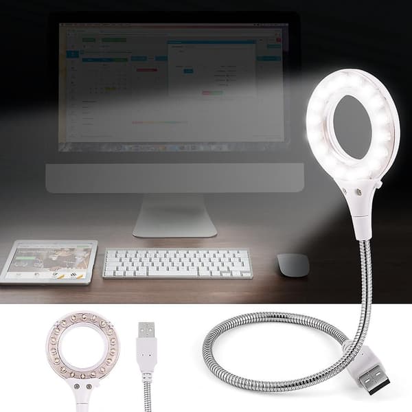 Bærbar USB LED-lampe for PC/Laptop - Høy Lysstyrke, 18 stk, Hvit