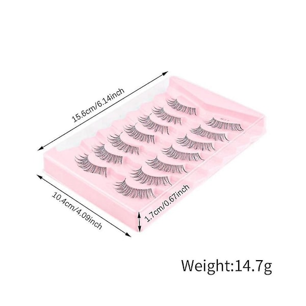 Puolikkaat tekoripset 7 paria Tekoripset Läpinäkyvät varret Luonnolliset pitkät ripset Uudelleenkäytettävät tekoripset 3D-tekoripset, 6