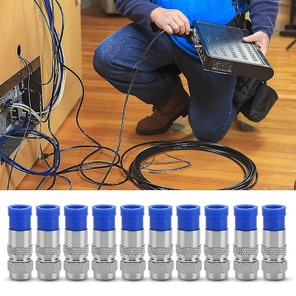 Vandtæt Forseglet RG6 Koaksial Kompressions Konnektor Adapter (10 stk)