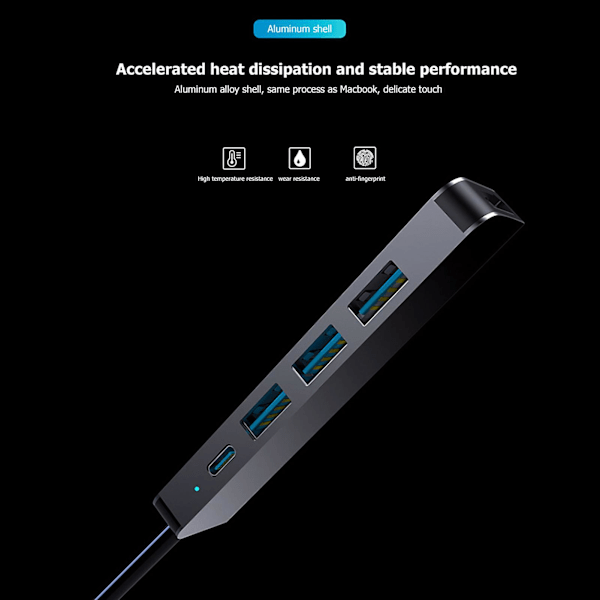 5-i-1 4K Højhastighed Type-C til HDMI-kompatibel Hub USB 3.0 Adapter til Computer