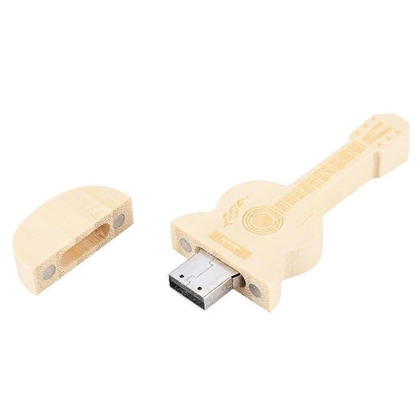 Gitarformet USB-minnepinne i tre, USB 2.0 U Disk Memory Stick for PC (64GB)
