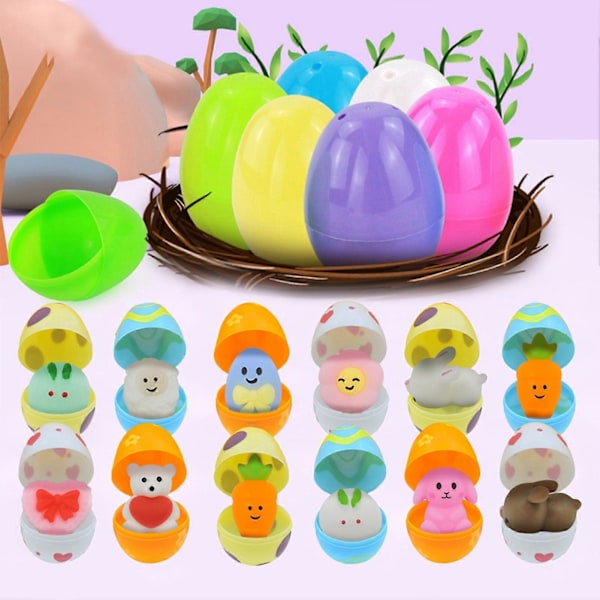 1 Set Färgglada Ägg Anti-spricka Repskyddad Färgfast Fallskyddad Oömtörbar DIY Öppningsbar Ångestlindrande Påskägg Leksak Hemleverans