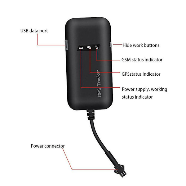 GPS-paikannin Gt02a GPS-lähetin Paikannus Ajoneuvo Auto Moottoripyörä Sähköpyörä
