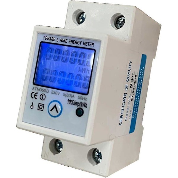 AC Strømmåler 230V 5-80A Energimåler Digital Bakgrunnsbelysning Nullstillbar Enfas Wattmeter Elektrisk Skinnefeste 50Hz LCD Din