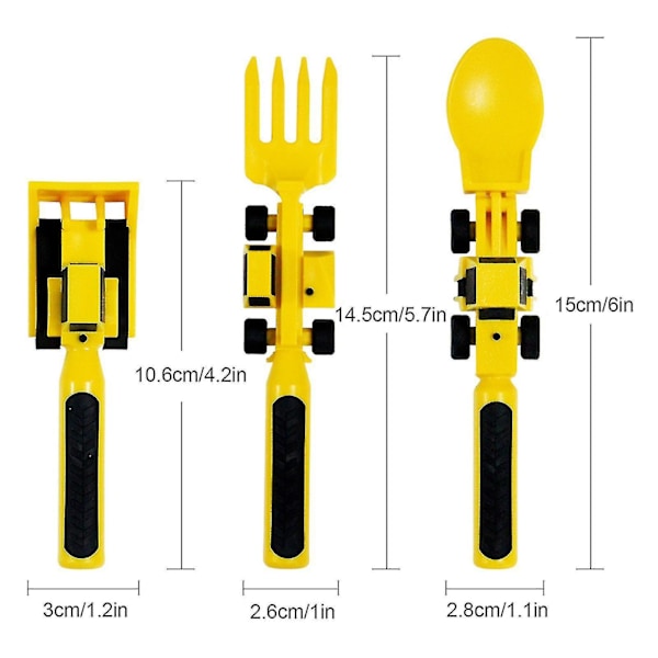 Bulldozer Gravemaskine Skovl Børne Tallerkener Bestik Spisesæt Baby Tallerkener Holdbart 3stk Børnebestik Tre Sæt