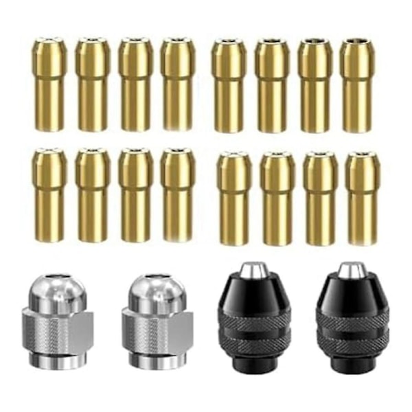 Borespændepatron Collet Sæt, med Quick Change Adapter og Roterende Boremaskine Møtrikværktøj - 1/32 tommer til 1/8 tommer Skaftstørrelse Udskiftningssæt
