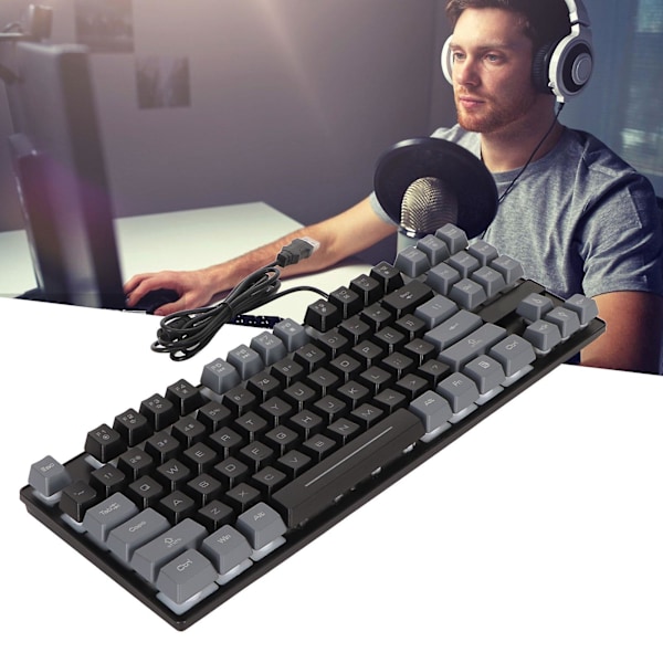 SBSGV Mekaniskt Gaming Tangentbord Multifunktion 87 Tangenter Färgglad Bakgrundsbelysning USB Kabelanslutet Tangentbord för Spel Kontor