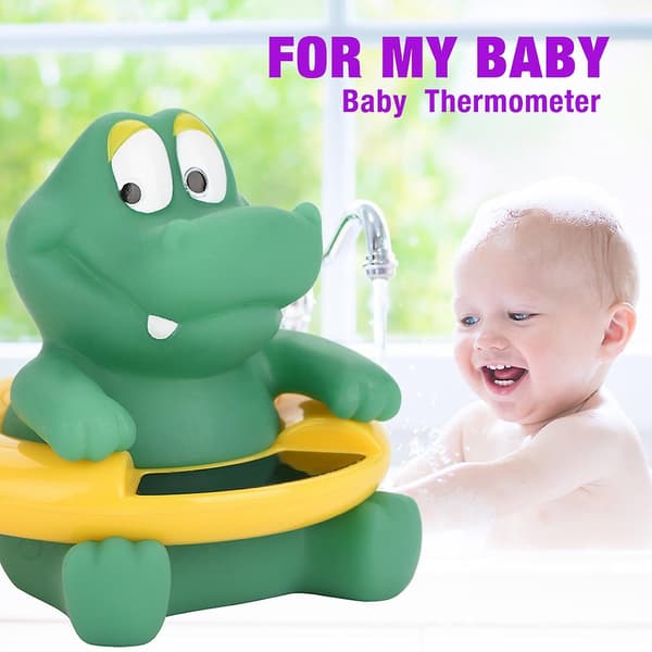 Baby Badtermometer LED Temperaturdisplay Flytande Söt Djurtermometer Grön Krokodil