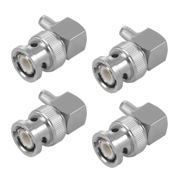 4x Bnc hannplugg rettvinklet krympe for Rg58 Rg400 Rfc195 Rf koaksialadapterkontakt, sølv