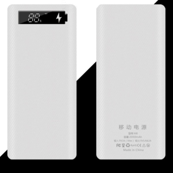 5v Dual Usb 8x18650 Power Bank-etui med digital skærm Mobiltelefonoplader Holder-sort