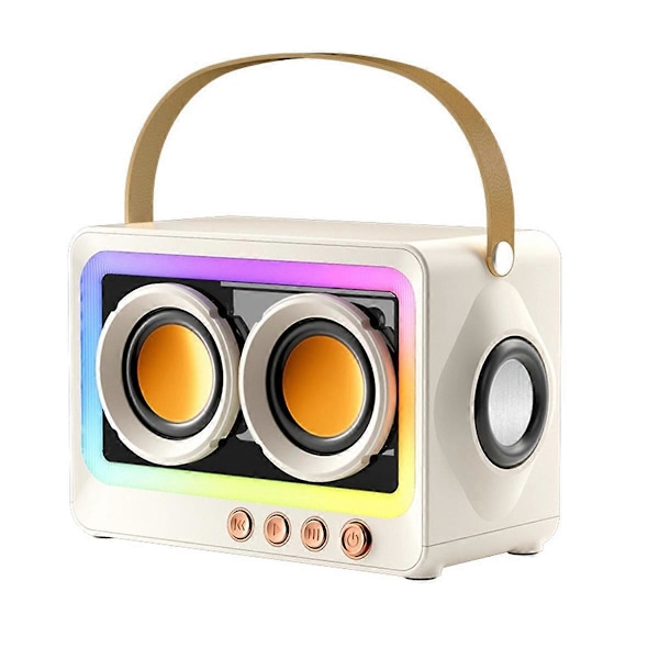 Bluetooth Högtalare Portabel Ljudhögtalare Musik Trådlös Radio FM Mini Dubbla Högtalare Bluetooth Audio Vit