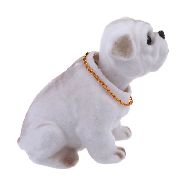 Hvit lysegrå ristehode nikkende bulldog hunddekorasjon for bil