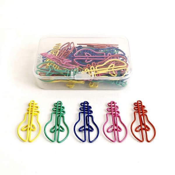 200 pærepapirclips, plastbelagte farvede specialformede 4D-clips