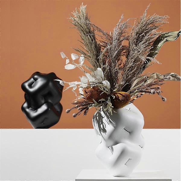 Modern Enkel Resin Vas Omslutande Konst Blomvas Vas Mjuk Dekoration Vit(B)