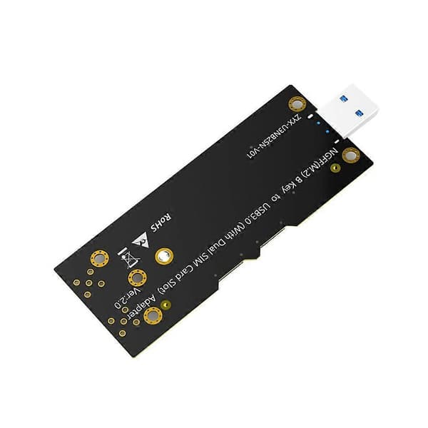 M.2 B-nøkkel til USB 3.0-adapter med støtte for 2 kort for 3G/4G/5G-modul