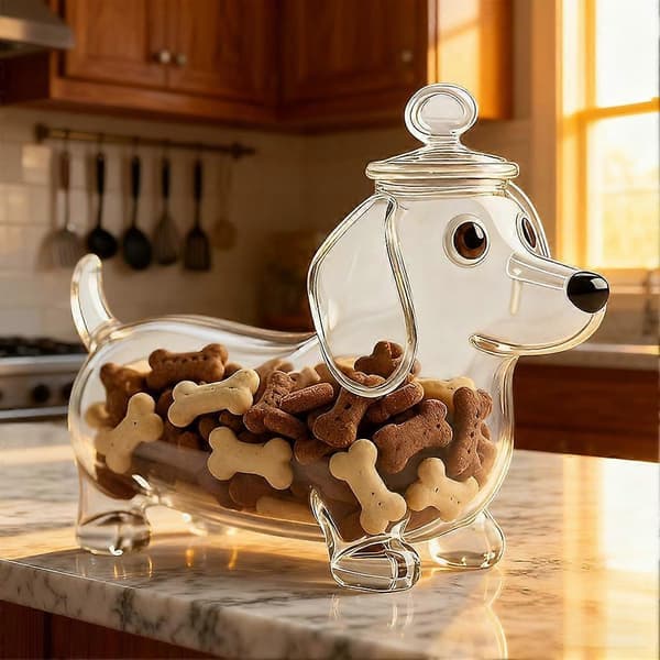 Gravhund Glas Hundeglas Glasbeholder Med Låg Lufttæt Opbevaringsbeholder Til Kæledyrsfoder