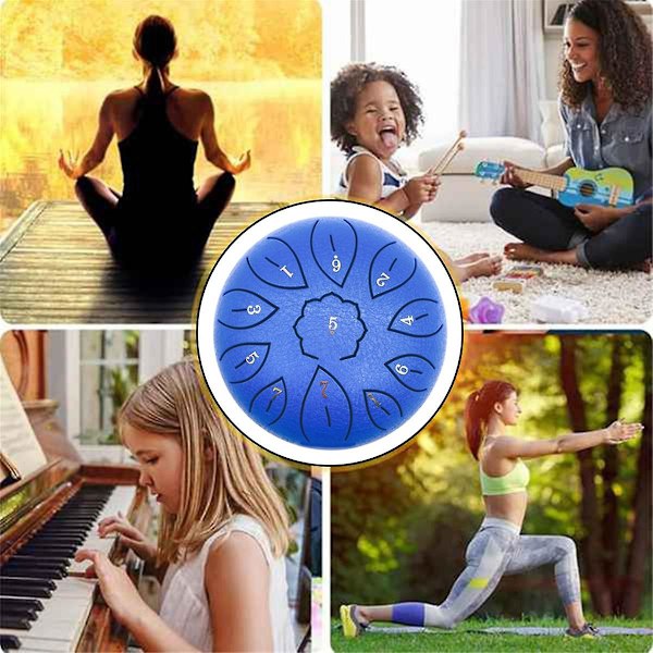 Regntrumma för utomhusbruk, Stål Tongue Drum 11 Toner 6 Tum Chakra Tank Drum Stål Slagverk Vadderade Klubbor Lila