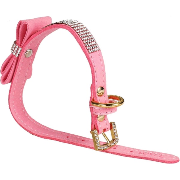 Hundhalsband/Katthalsband Kristall Sammet Läder med Rosett Rhinestone Halsband för Valp/Kattunge S